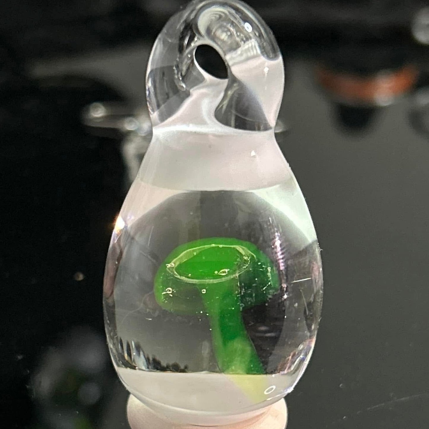 Glow in the Dark Glass Mushroom Pendant