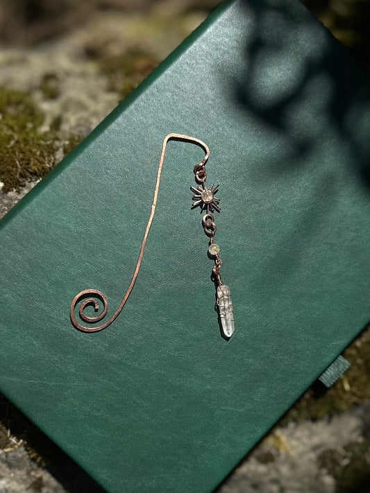Handmade Sun Rutilated Quartz Wire Wrapped Copper Bookmark
