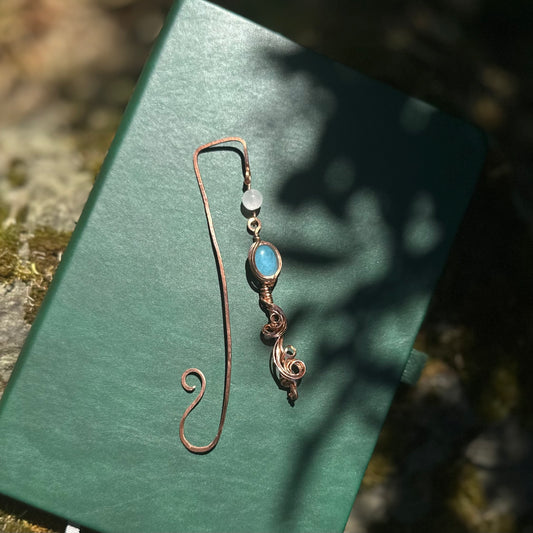 Handmade Apatite Wire Wrapped Copper Bookmark