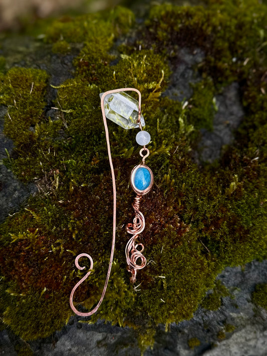 Handmade Apatite Wire Wrapped Copper Bookmark