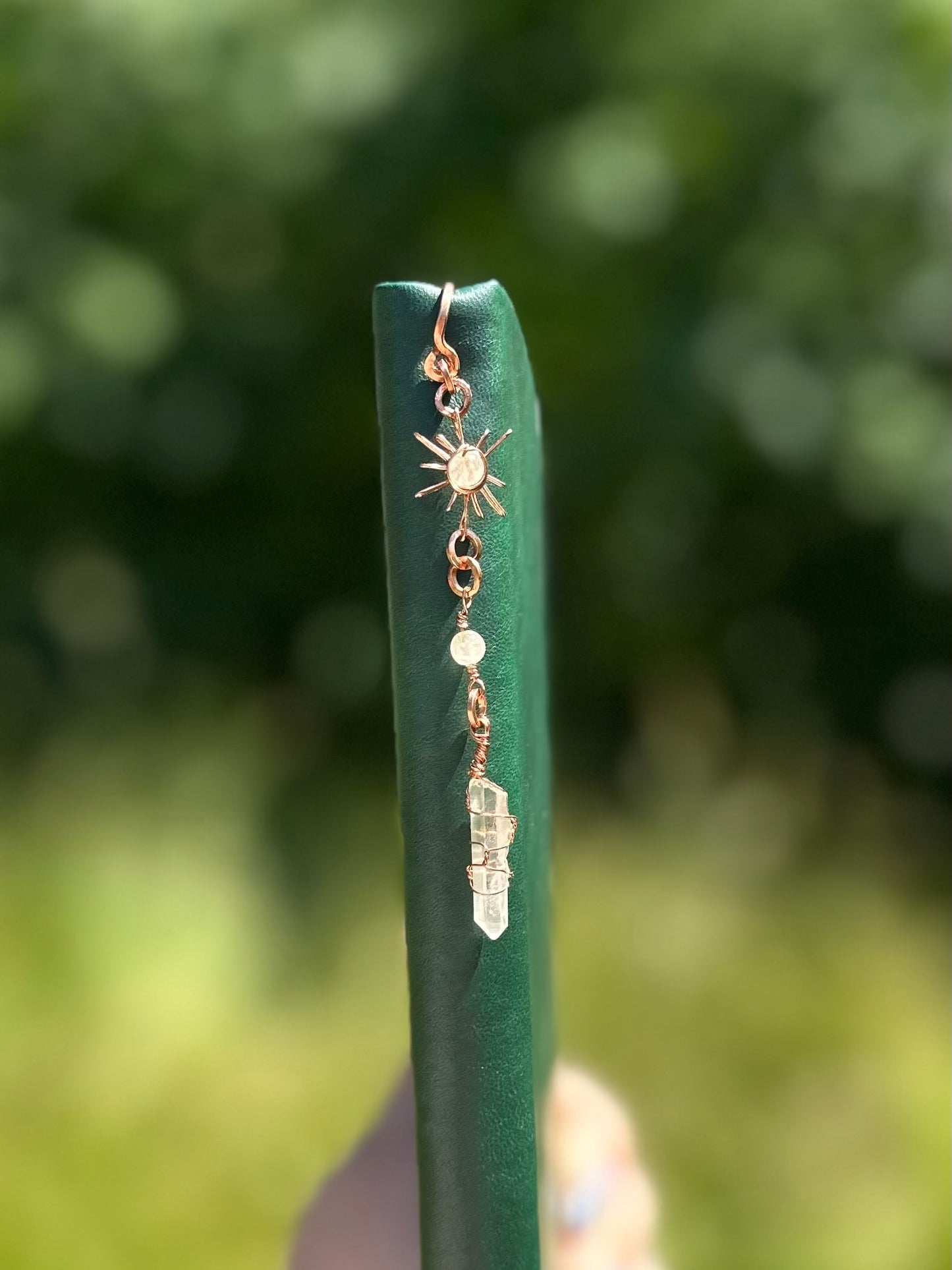 Handmade Sun Rutilated Quartz Wire Wrapped Copper Bookmark