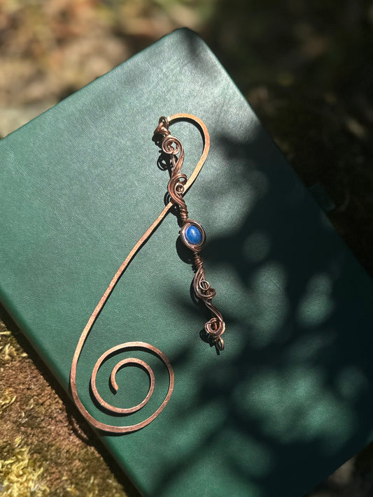 Handmade Lapis Lazuli Wire Wrapped Copper Bookmark