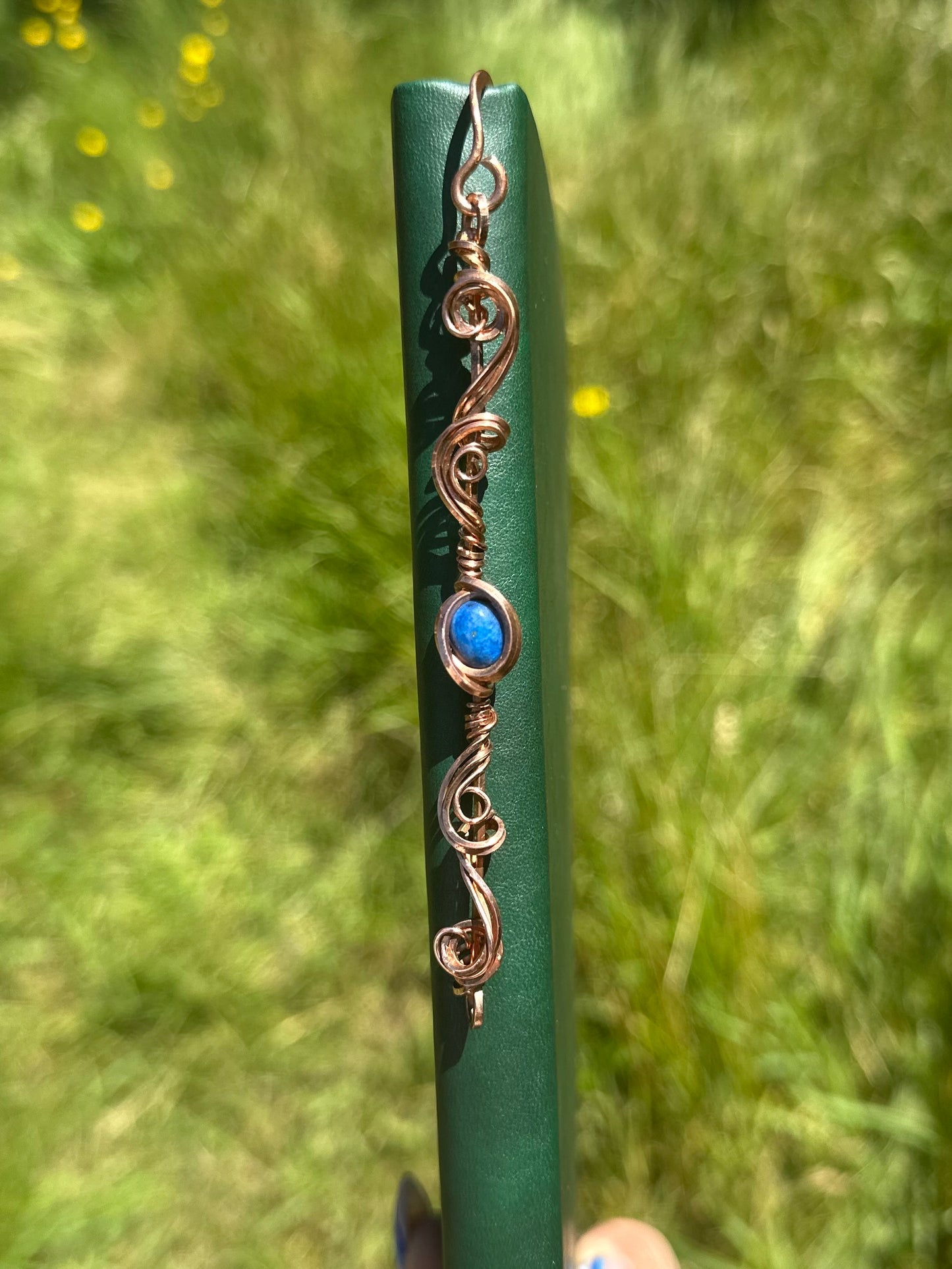 Handmade Lapis Lazuli Wire Wrapped Copper Bookmark